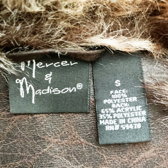 NWT! Mercer and Madison Faux Fur and Vegan Leather Vest - Picture 4 of 4